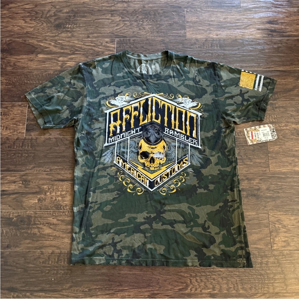 NWT Affliction Midnight Rambler American Customs Camo T-Shirt